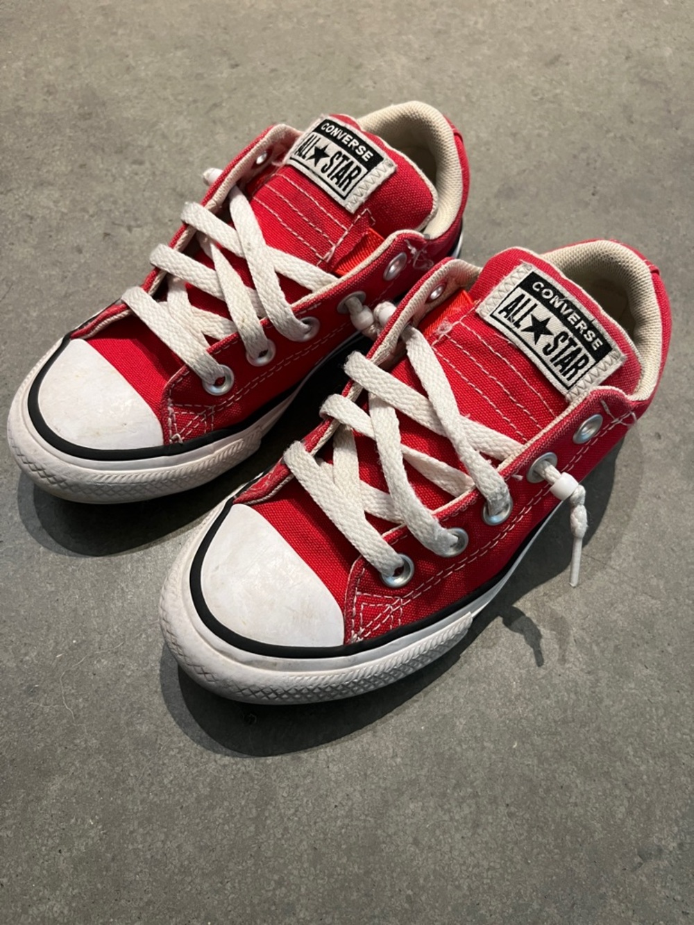 Converse Red Canvas Low Top Sneakers with White Accents